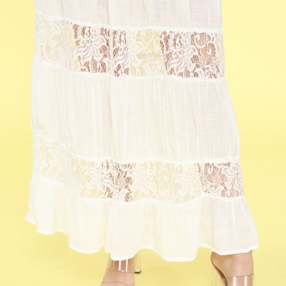 White Lace Detail Maxi Skirt - Picture 6 of 7